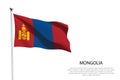 national flag Mongolia waving on white background