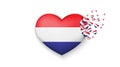 National flag of Netherlands in heart illustration. With love to Netherlands country. The national flag of Netherlands fly out Royalty Free Stock Photo