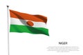 National flag Niger waving on white background