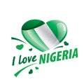 The national flag of the Nigeria and the inscription I love Nigeria Vector illustration Royalty Free Stock Photo