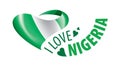 The national flag of the Nigeria and the inscription I love Nigeria Vector illustration Royalty Free Stock Photo