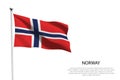 National flag Norway waving on white background