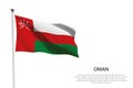 national flag Oman waving on white background