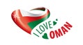 National flag of the Oman in the shape of a heart and the inscription I love Oman. Vector illustration