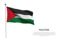 national flag Palestine waving on white background