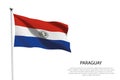 National flag Paraguay waving on white background