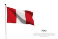 National flag Peru waving on white background