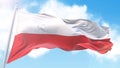 Polish republic flag.National flag of Poland. Illustraton. Blue sky on the background