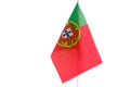 National flag of Portugal on a flagpole, isolated on white Royalty Free Stock Photo