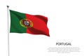 National flag Portugal waving on white background