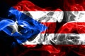 National flag of Puerto Rico made from colored smoke isolated on black background