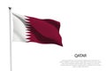 national flag Qatar waving on white background