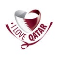 National flag of the Qatar in the shape of a heart and the inscription I love Qatar. Vector illustration Royalty Free Stock Photo