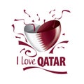 National flag of the Qatar in the shape of a heart and the inscription I love Qatar. Vector illustration Royalty Free Stock Photo