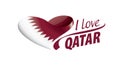 National flag of the Qatar in the shape of a heart and the inscription I love Qatar. Vector illustration Royalty Free Stock Photo