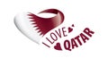 National flag of the Qatar in the shape of a heart and the inscription I love Qatar. Vector illustration Royalty Free Stock Photo