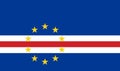 National Flag Republic of Cabo Verde, Cape Verde, Five unequal horizontal bands of blue, white, red, white and blue with the