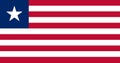 National Flag Republic of Liberia, Liberian flag, Eleven horizontal stripes alternating red and white; in the canton, a white star