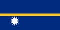 National Flag Republic of Nauru, Pleasant Island, blue field with the thin yellow narrow horizontal stripe across in the center