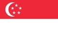 National Flag Republic of Singapore, horizontal bicolour of red and white, charged in white in the canton with a crescent facing