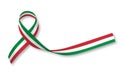 National flag ribbon pattern on white background isolated with clipping path for Italy nation support or Mexico holiday festival