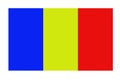 The national flag of Romania. The flag is coincidentally very similar to the civil flag of Andorra and the state flag of Chad