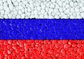 National flag of Russia is made of hearts. 3D rendering and 3D illustration.