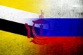 National flag of Russian Federation Nation of Brunei National flag. Grunge background