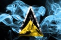 National flag of Saint Lucia made from colored smoke isolated on black background Royalty Free Stock Photo