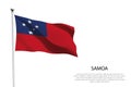 National flag Samoa waving on white background