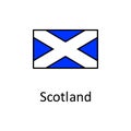 National flag of Scotland in simple colors with name icon