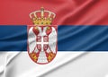 National flag Serbia, Serbia flag, fabric flag Serbia, 3D work and 3D image Royalty Free Stock Photo