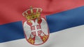 National flag of Serbia waving 3D Render, Republic of Serbia flag textile, Zastava Srbije or trobojka, coat of arms