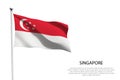 national flag Singapore waving on white background