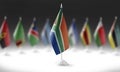 The national flag of the South Africa on the background of flags of other countries Royalty Free Stock Photo
