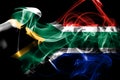 National flag of South Africa made from colored smoke isolated on black background