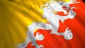 National flag of state with dragon. Motion. Animation of moving canvas of national flag. Beautiful Bhutan flag design Royalty Free Stock Photo