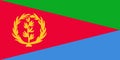 National Flag State of Eritrea, red isosceles triangle divided into two right triangles, the upper triangle is green and the lower