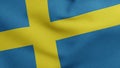 National flag of Sweden waving 3D Render, Sveriges flagga with yellow Nordic cross, Swedish flag Royalty Free Stock Photo