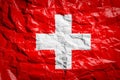 National flag of  Switzerland on crumpled paper Royalty Free Stock Photo