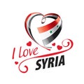 National flag of the Syria in the shape of a heart and the inscription I love Syria. Vector illustration Royalty Free Stock Photo