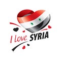 National flag of the Syria in the shape of a heart and the inscription I love Syria. Vector illustration Royalty Free Stock Photo