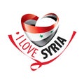 National flag of the Syria in the shape of a heart and the inscription I love Syria. Vector illustration Royalty Free Stock Photo