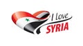 National flag of the Syria in the shape of a heart and the inscription I love Syria. Vector illustration Royalty Free Stock Photo