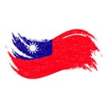 National Flag Of Taiwan, Designed Using Brush Strokes,Isolated On A White Background. Vector Illustration.