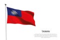 national flag Taiwan waving on white background