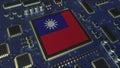 National flag of Taiwan on the operating chipset. Taiwanese information technology or hardware development related