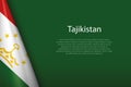 national flag Tajikistan isolated on background with copyspace