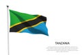 National flag Tanzania waving on white background