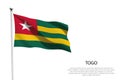 National flag Togo waving on white background
